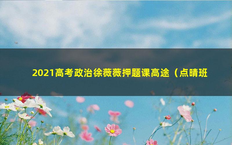 2021高考政治徐薇薇押题课高途（点晴班）（高清视频）