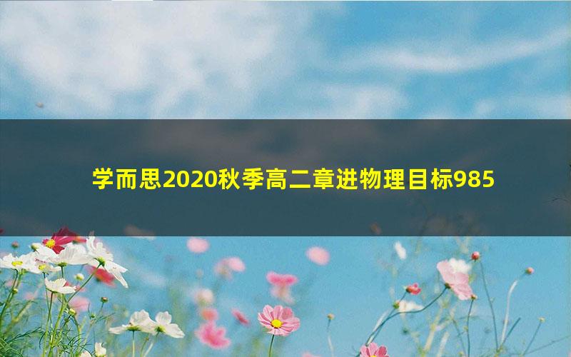 学而思2020秋季高二章进物理目标985班（完结）（5.03G高清视频）