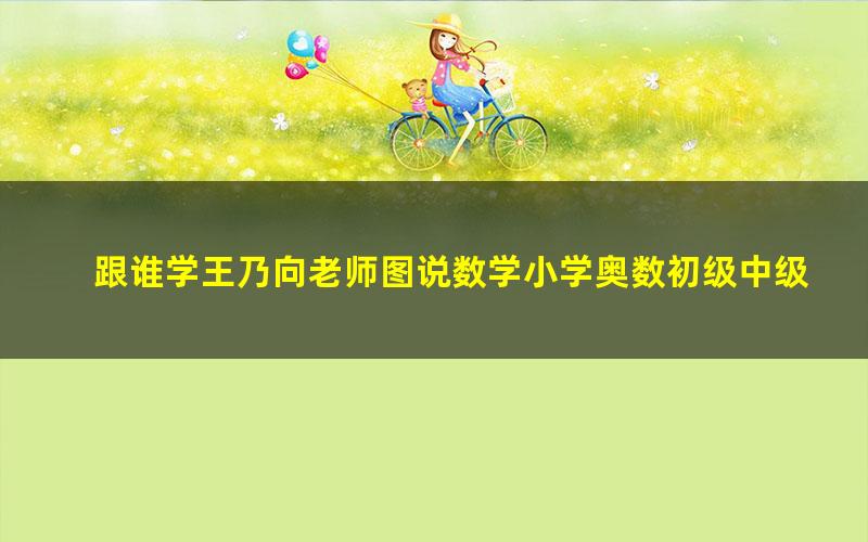 跟谁学王乃向老师图说数学小学奥数初级中级高级全套视频课程(高清打包)