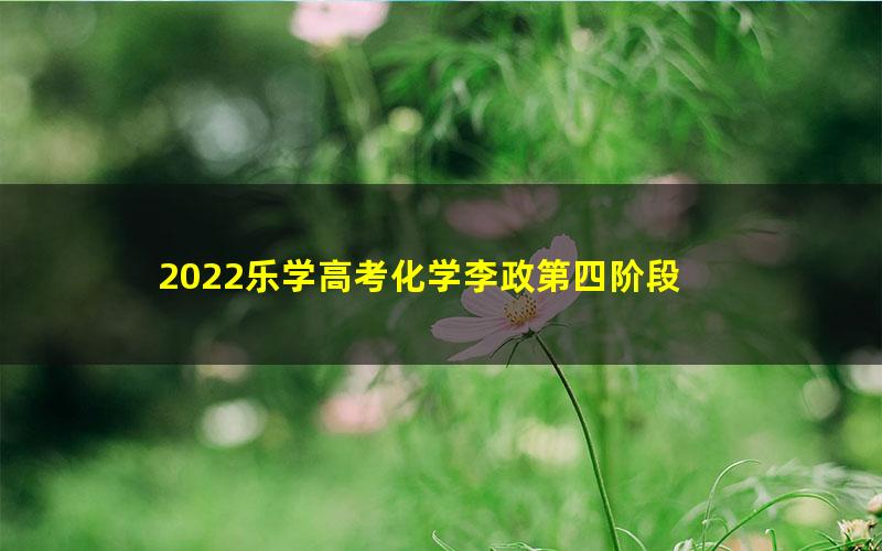 2022乐学高考化学李政第四阶段 