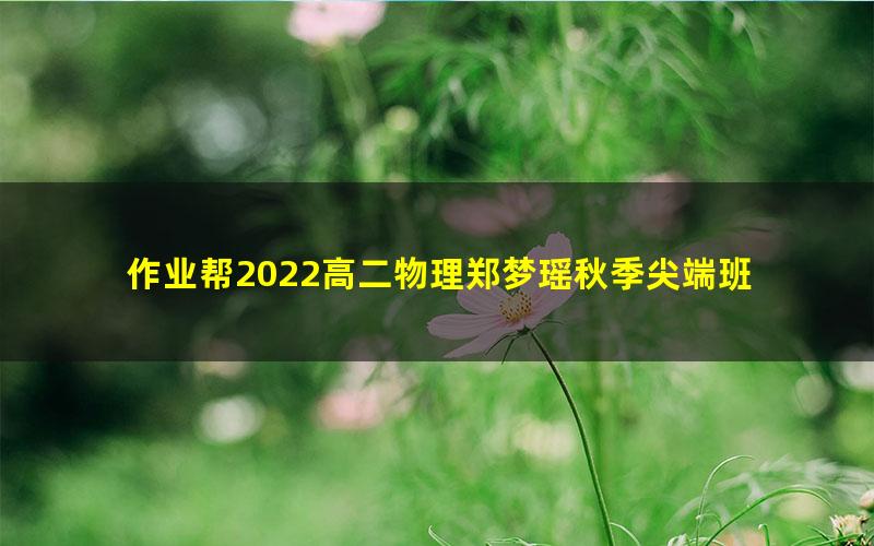 作业帮2022高二物理郑梦瑶秋季尖端班 