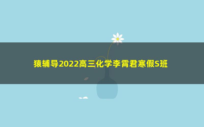 猿辅导2022高三化学李霄君寒假S班