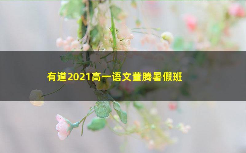 有道2021高一语文董腾暑假班 