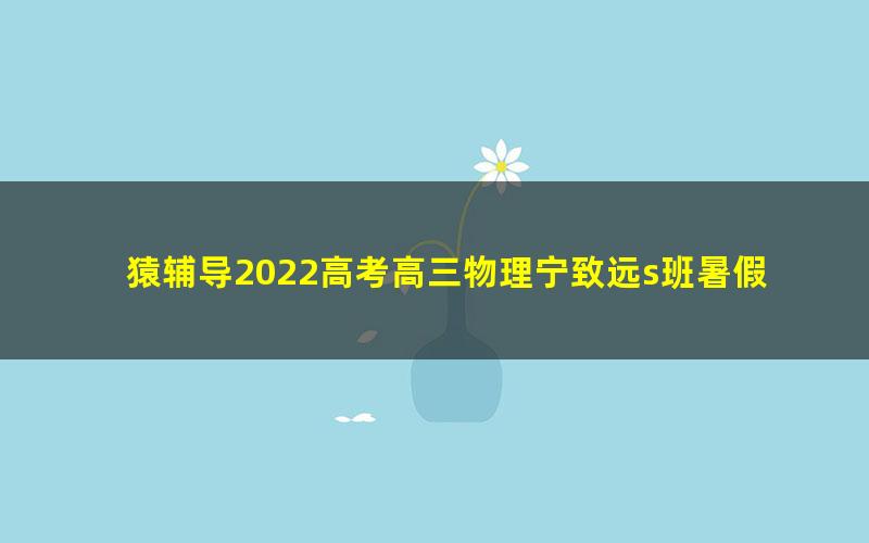 猿辅导2022高考高三物理宁致远s班暑假班（完结）（2.13G高清视频）