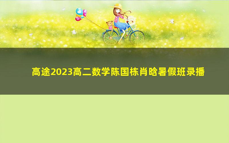 高途2023高二数学陈国栋肖晗暑假班录播课（知识切片）