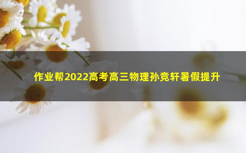 作业帮2022高考高三物理孙竞轩暑假提升班（3.64G高清视频）