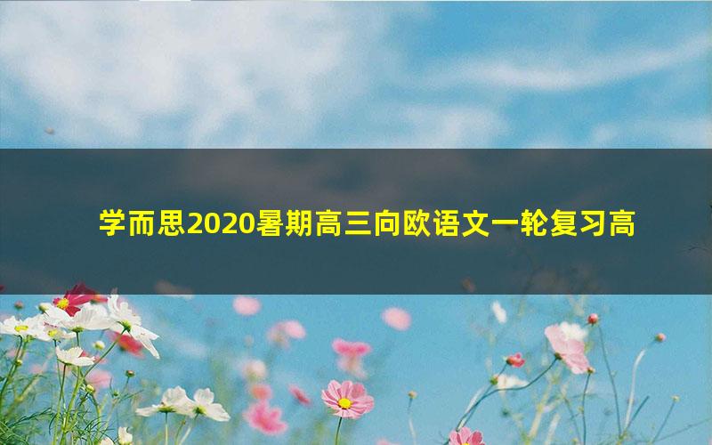 学而思2020暑期高三向欧语文一轮复习高考目标125+（完结）（3.54G高清视频）