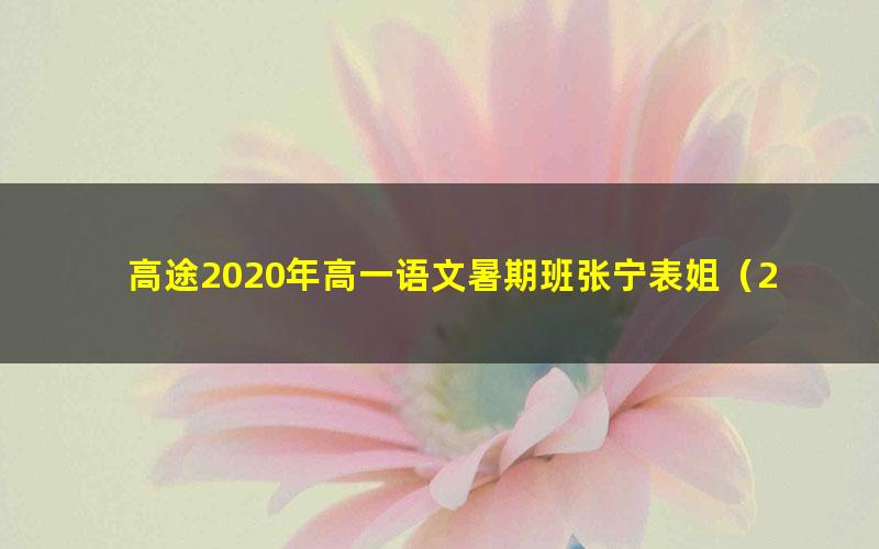 高途2020年高一语文暑期班张宁表姐（2021版7.20G高清视频）