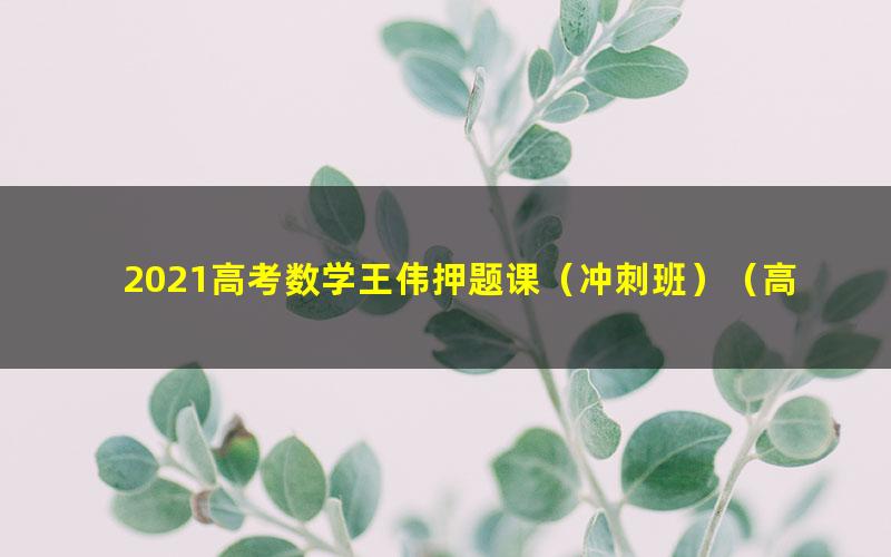 2021高考数学王伟押题课（冲刺班）（高清视频）