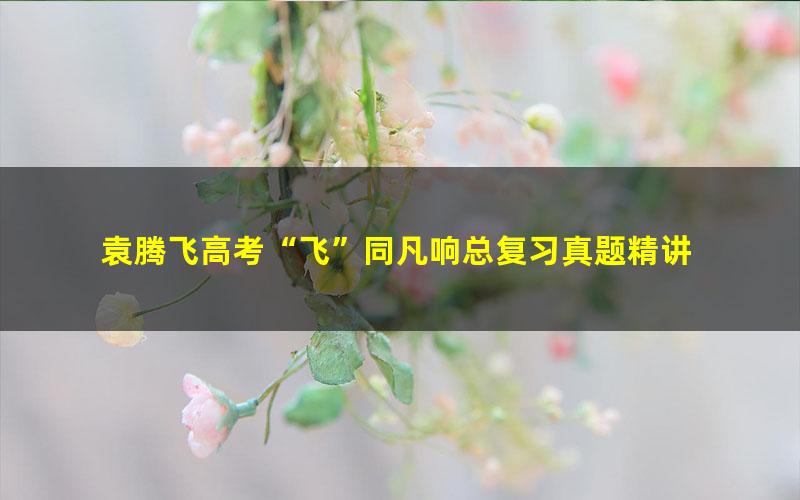 袁腾飞高考“飞”同凡响总复习真题精讲 