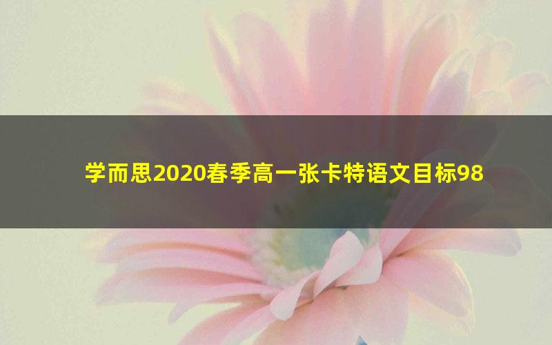 学而思2020春季高一张卡特语文目标985班直播（全国）（完结）（7.75G高清视频）