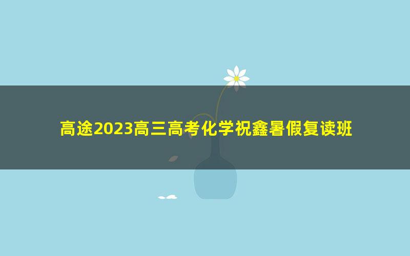 高途2023高三高考化学祝鑫暑假复读班 