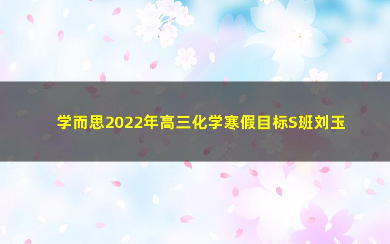 学而思2022年高三化学寒假目标S班刘玉(完结)