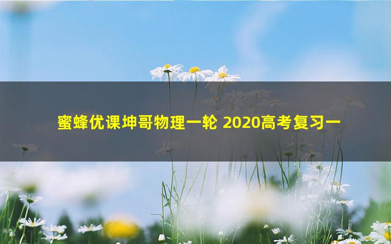 蜜蜂优课坤哥物理一轮 2020高考复习一轮力学全套（44G高清视频）