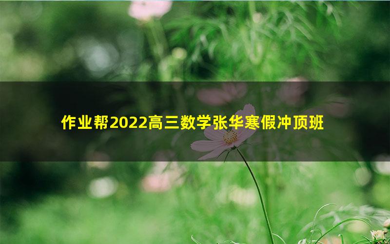 作业帮2022高三数学张华寒假冲顶班 