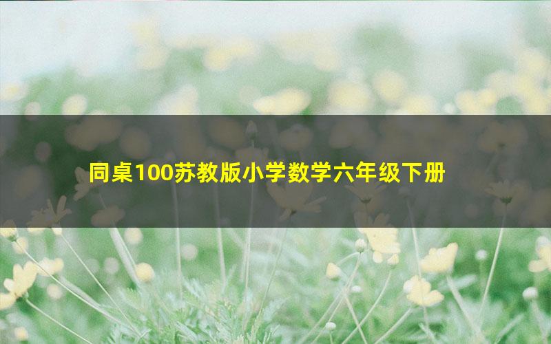 同桌100苏教版小学数学六年级下册 