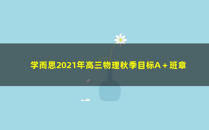 学而思2021年高三物理秋季目标A＋班章进（完结）