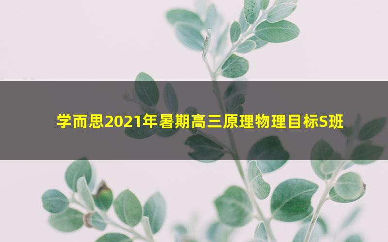 学而思2021年暑期高三原理物理目标S班李斌（完结）（2022学年10.8G高清视频）