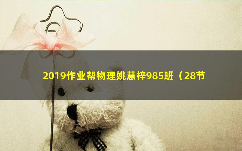 2019作业帮物理姚慧梓985班（28节）（高清视频）