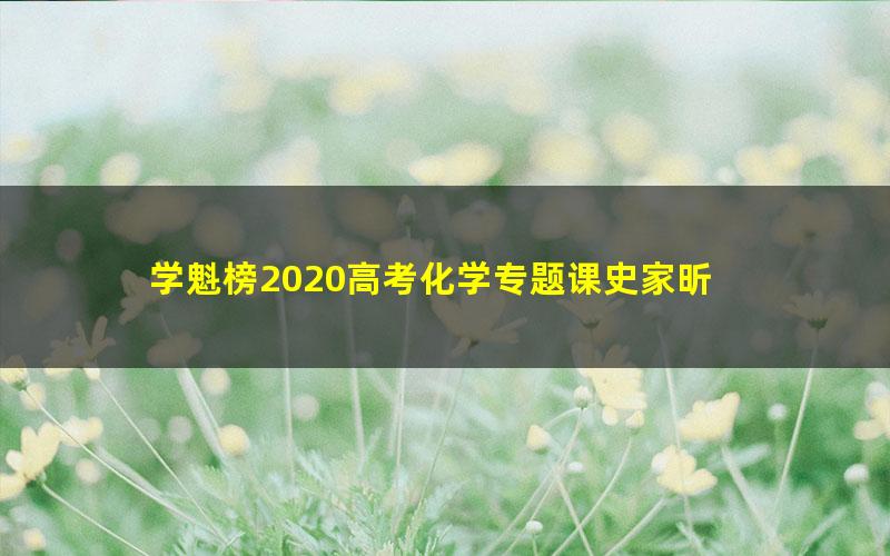 学魁榜2020高考化学专题课史家昕 