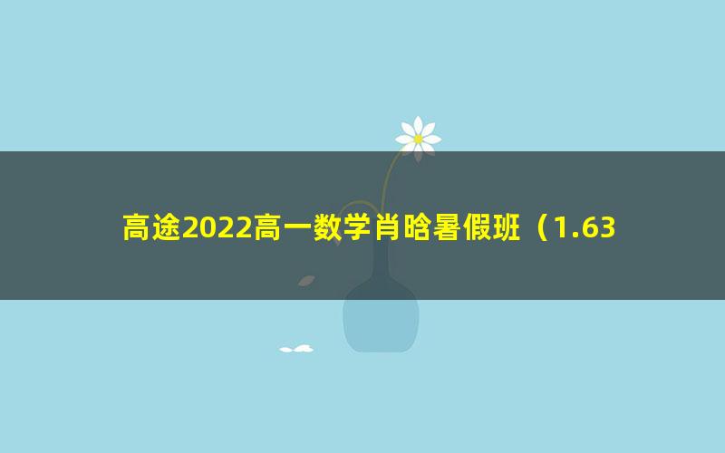 高途2022高一数学肖晗暑假班（1.63G高清视频）