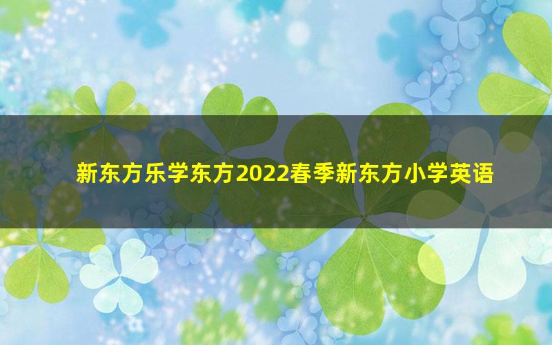 新东方乐学东方2022春季新东方小学英语语法2阶专项班（完结）