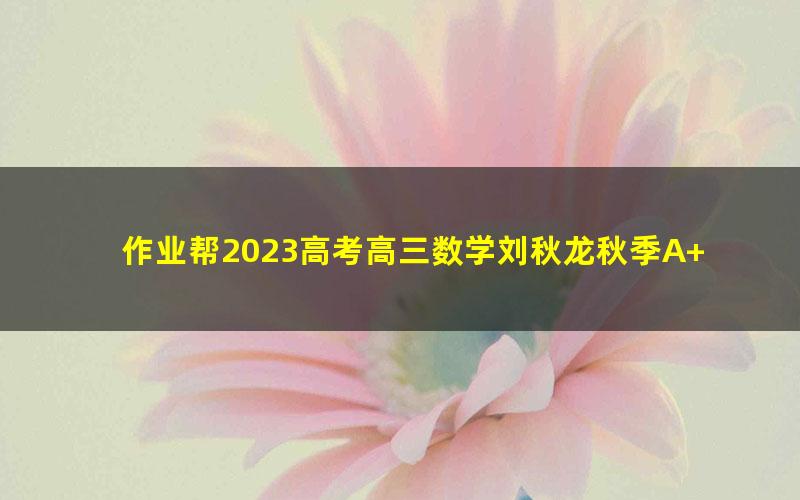 作业帮2023高考高三数学刘秋龙秋季A+班 