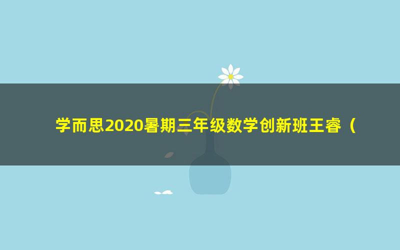 学而思2020暑期三年级数学创新班王睿（完结）