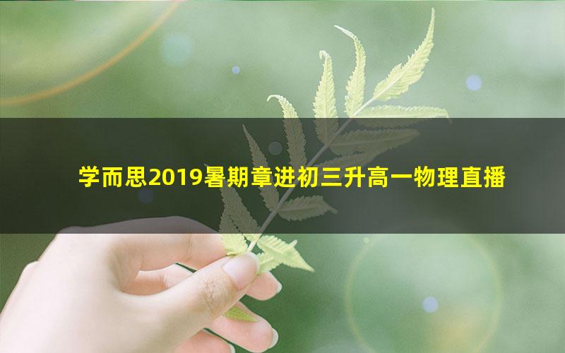 学而思2019暑期章进初三升高一物理直播腾飞班（课改）（4.21G高清视频）