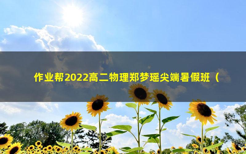 作业帮2022高二物理郑梦瑶尖端暑假班（3.57G高清视频）