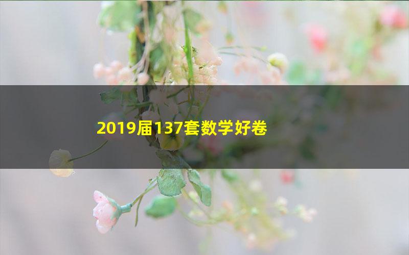 2019届137套数学好卷 