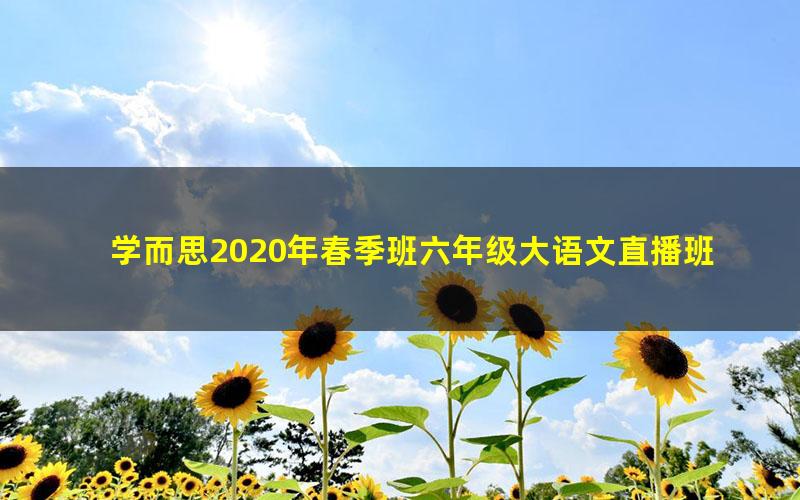 学而思2020年春季班六年级大语文直播班（达吾力江）（高清视频）