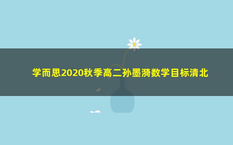 学而思2020秋季高二孙墨漪数学目标清北班（完结）（4.08G高清视频）