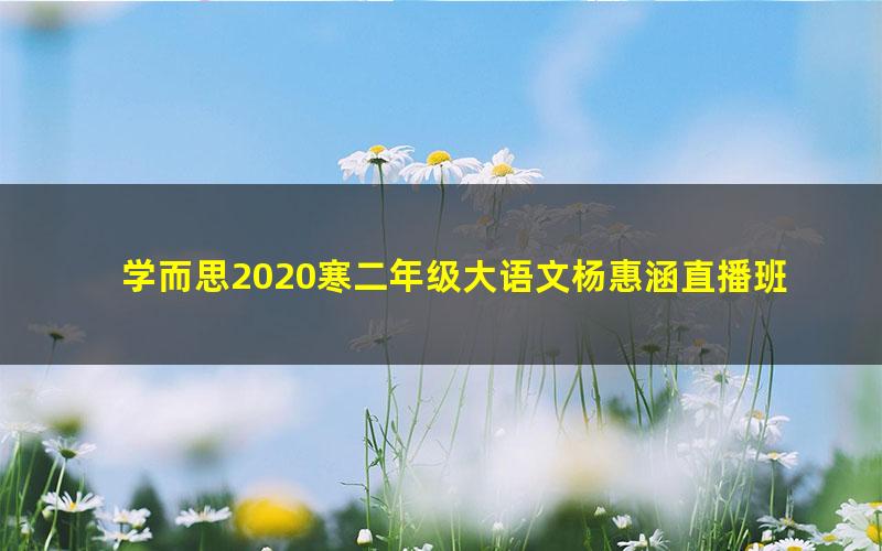 学而思2020寒二年级大语文杨惠涵直播班（完结）（高清视频）