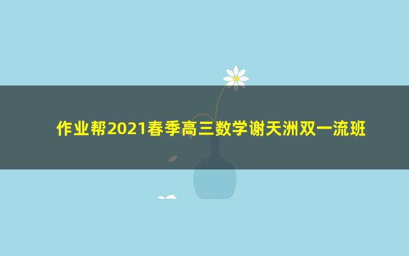 作业帮2021春季高三数学谢天洲双一流班（高清视频）