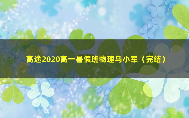 高途2020高一暑假班物理马小军（完结）（3.96G高清视频）