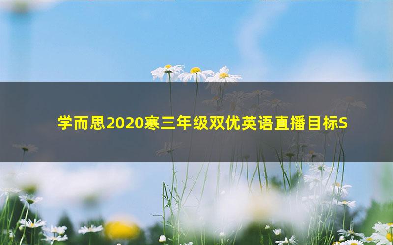 学而思2020寒三年级双优英语直播目标S班王欣（完结）（高清视频）