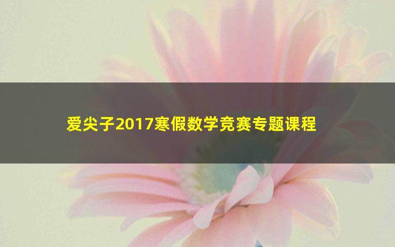 爱尖子2017寒假数学竞赛专题课程 