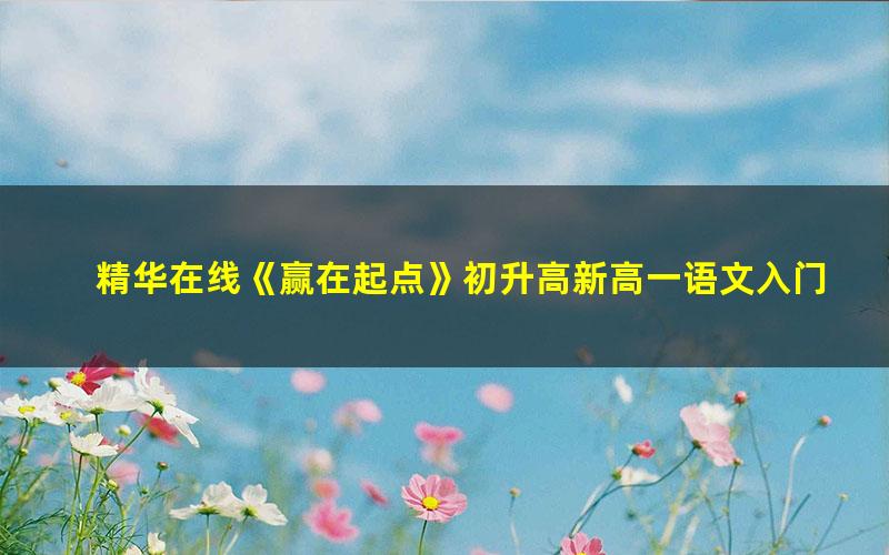 精华在线《赢在起点》初升高新高一语文入门胡正伟主讲(标清打包)