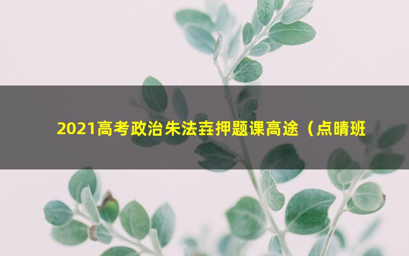 2021高考政治朱法壵押题课高途（点晴班）（高清视频）