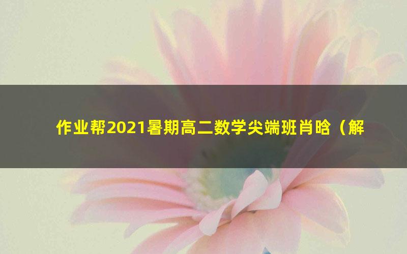 作业帮2021暑期高二数学尖端班肖晗(解析几何)(完结)(8.60G高清视频)