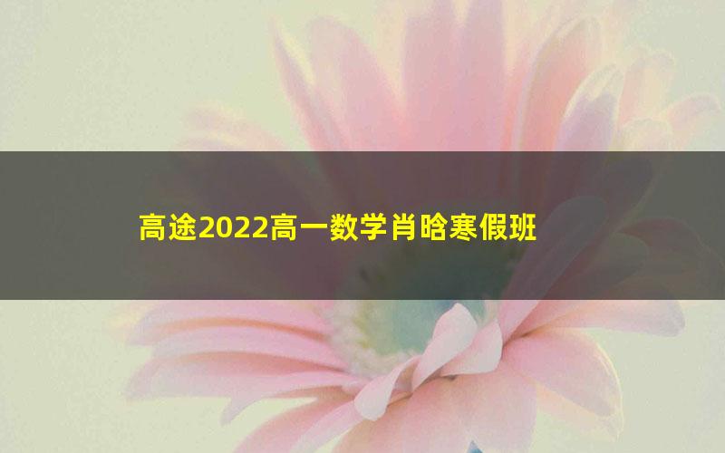 高途2022高一数学肖晗寒假班 