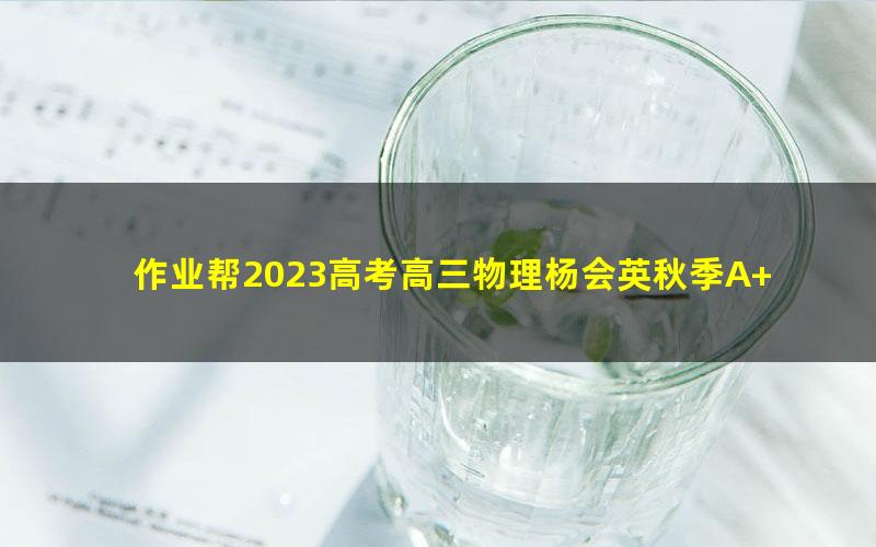 作业帮2023高考高三物理杨会英秋季A+班 