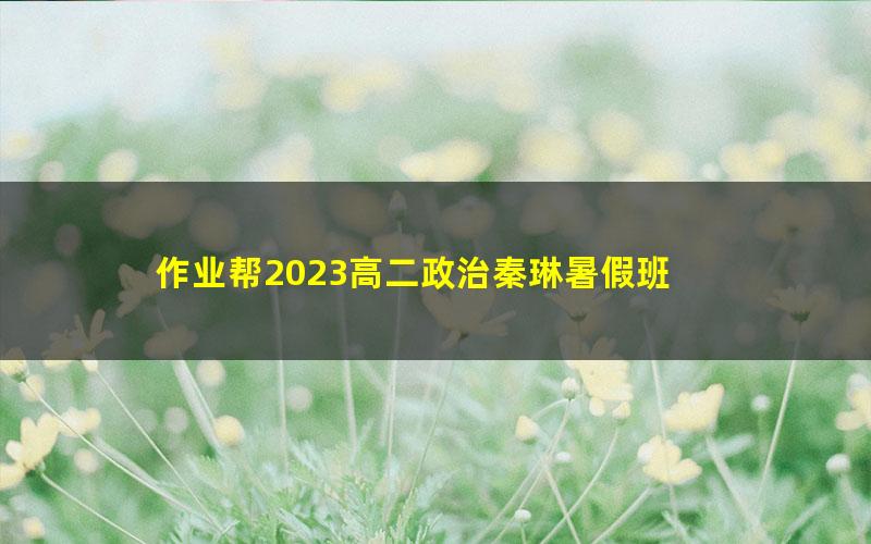 作业帮2023高二政治秦琳暑假班 