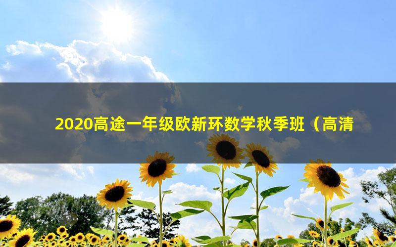 2020高途一年级欧新环数学秋季班（高清视频）