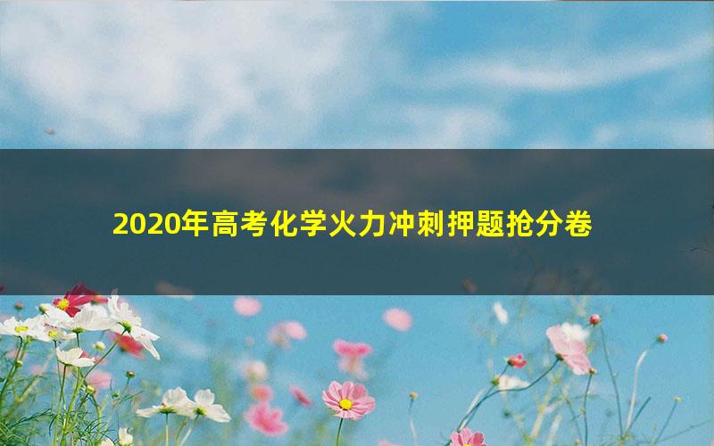 2020年高考化学火力冲刺押题抢分卷 