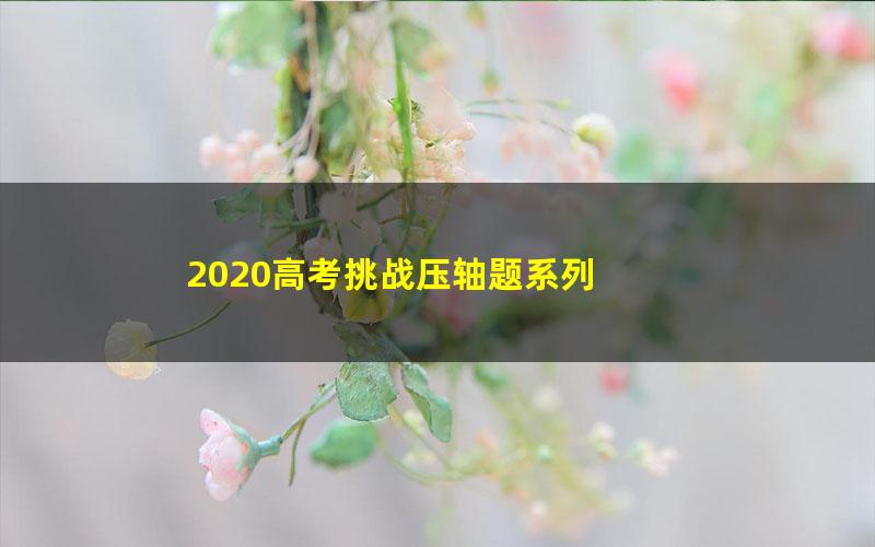 2020高考挑战压轴题系列 