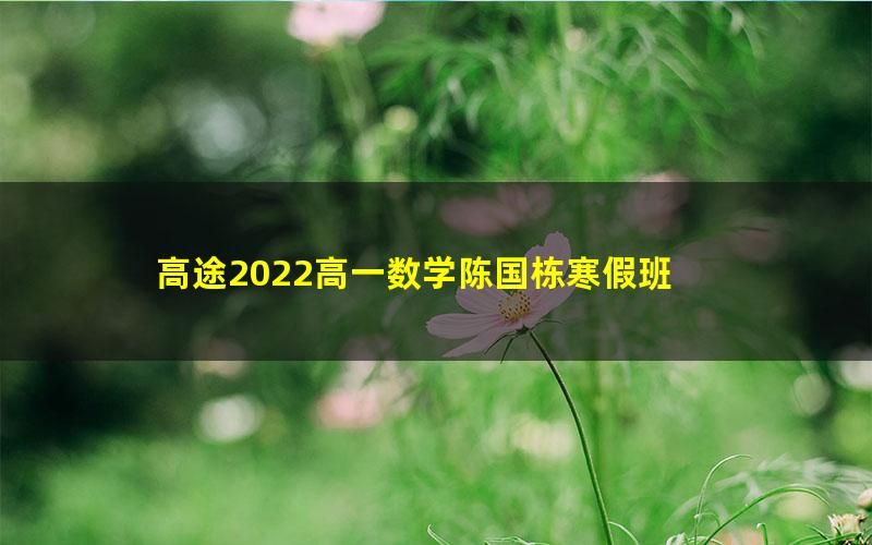 高途2022高一数学陈国栋寒假班 