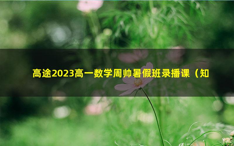 高途2023高一数学周帅暑假班录播课（知识切片）