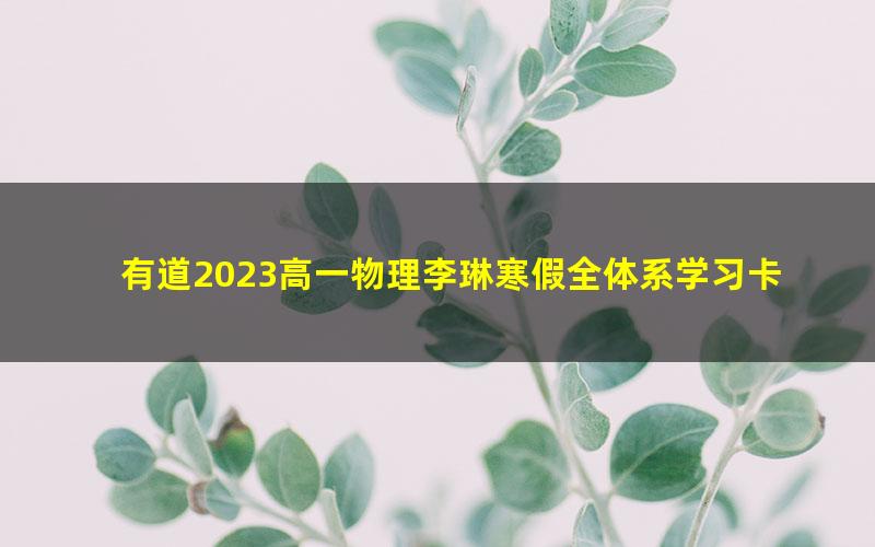 有道2023高一物理李琳寒假全体系学习卡（规划服务）